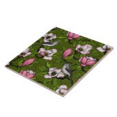 咲くマグノリアとタイトマウスの鳥2 タイル (側面)