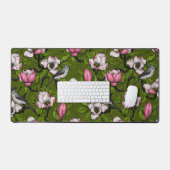 咲くマグノリアとタイトマウスの鳥2 デスクマット (キーボード&マウス)