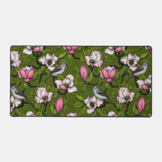 咲くマグノリアとタイトマウスの鳥2 デスクマット (正面)