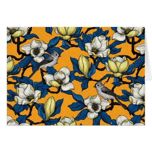 咲くマグノリアとタイトマウスの鳥3 (正面横)