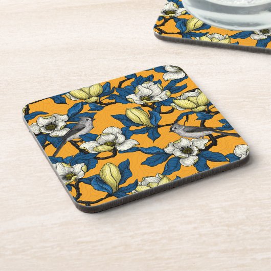 咲くマグノリアとタイトマウスの鳥3 コースター (左側)
