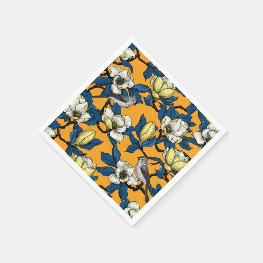 咲くマグノリアとタイトマウスの鳥3 スタンダードカクテルナプキン (角)