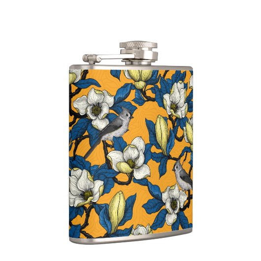 咲くマグノリアとタイトマウスの鳥3 フラスク (右)