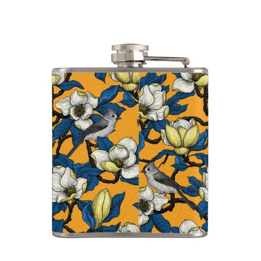 咲くマグノリアとタイトマウスの鳥3 フラスク (裏面)