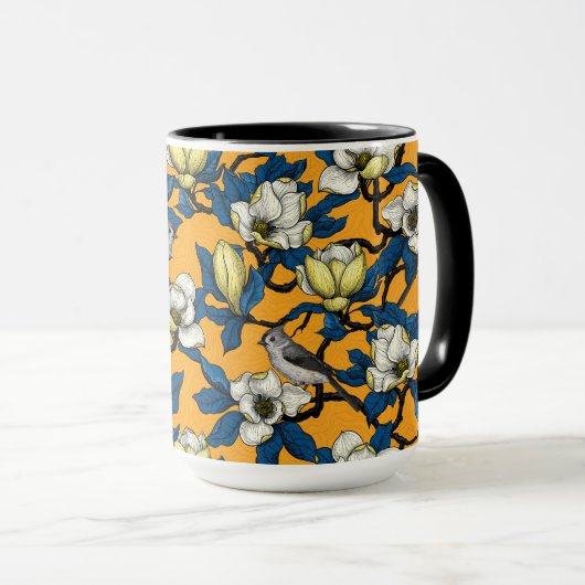 咲くマグノリアとタイトマウスの鳥3 マグカップ (正面右)