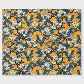 咲くマグノリアとタイトマウスの鳥3 ラッピングペーパー (フラット)