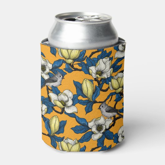 咲くマグノリアとタイトマウスの鳥3 缶クーラー (缶正面)