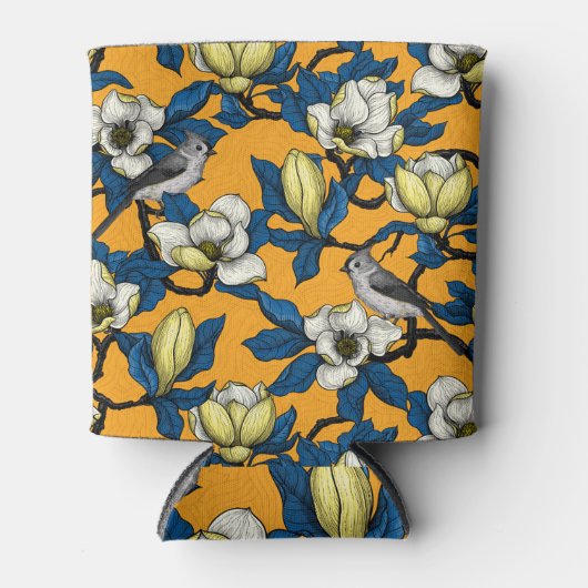 咲くマグノリアとタイトマウスの鳥3 缶クーラー (正面)