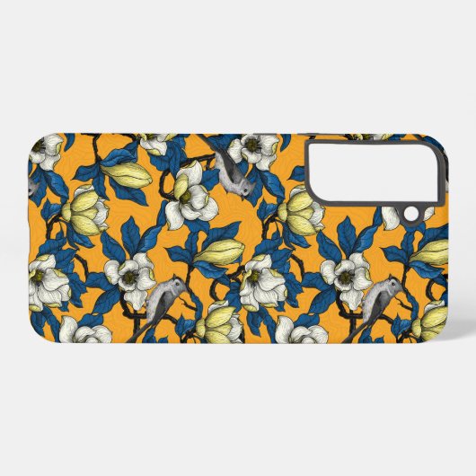 咲くマグノリアとタイトマウスの鳥3 SAMSUNG GALAXYケース (裏面横)