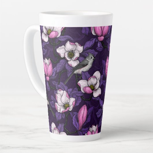 咲くマグノリアとタイトマウスの鳥4 カフェラテマグ (左アングル)