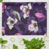 咲くマグノリアとタイトマウスの鳥4 キッチンタオル (折り畳み)