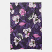 咲くマグノリアとタイトマウスの鳥4 キッチンタオル (縦)