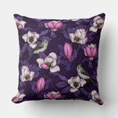 咲くマグノリアとタイトマウスの鳥4 クッション (正面)