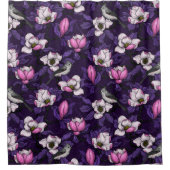 咲くマグノリアとタイトマウスの鳥4 シャワーカーテン (正面)