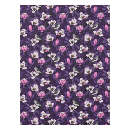 咲くマグノリアとタイトマウスの鳥4 テーブルクロス (正面)