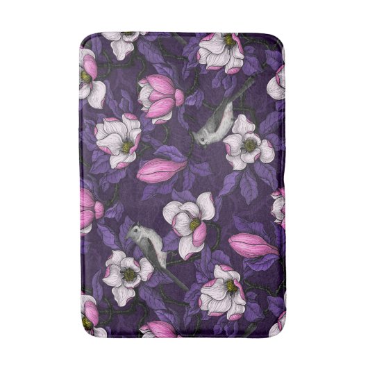 咲くマグノリアとタイトマウスの鳥4 バスマット (正面縦)