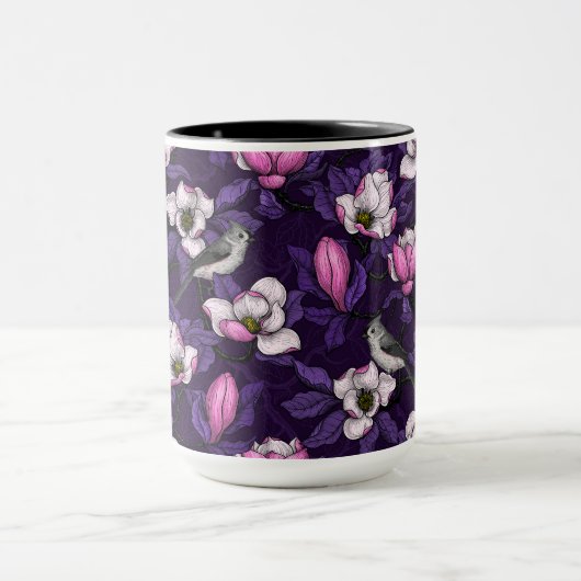 咲くマグノリアとタイトマウスの鳥4 マグカップ (中央)