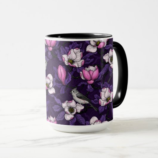 咲くマグノリアとタイトマウスの鳥4 マグカップ (正面右)
