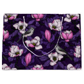 咲くマグノリアとタイトマウスの鳥4 ラージペーパーバッグ (正面)