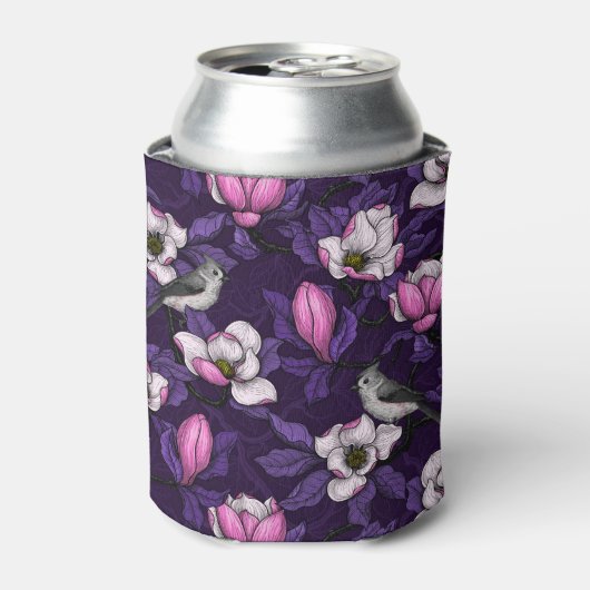 咲くマグノリアとタイトマウスの鳥4 缶クーラー (缶正面)