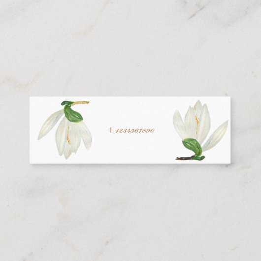 咲くマグノリアの水彩画 スキニー名刺 (裏面)