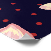 咲くマグノリア、手描きヴィンテージパターン。 ポスター (角)