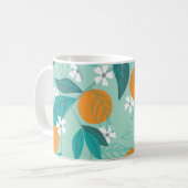 咲くミカン葉、ヴィンテージアート。 コーヒーマグカップ (正面左)