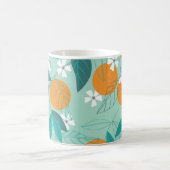 咲くミカン葉、ヴィンテージアート。 コーヒーマグカップ (中央)