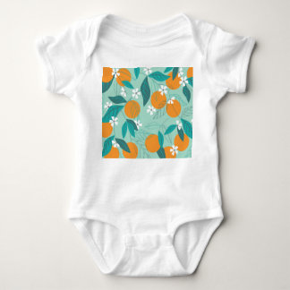 咲くミカン葉、ヴィンテージアート。 ベビーボディスーツ