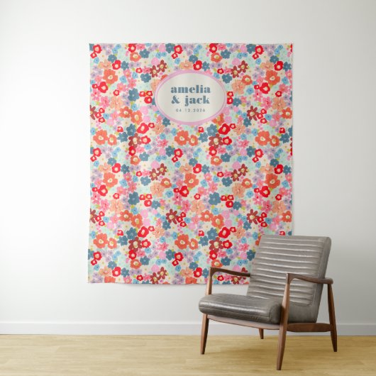 咲く喜び明るいはっきりしたフローラ結婚の背景 タペストリー (インサイチュ)