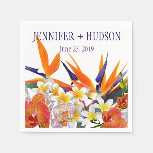 咲く喜び – 熱帯のパーソナライズされた花 スタンダードカクテルナプキン (正面)