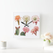 咲く多肉植物 スクエア壁時計 (ホーム)