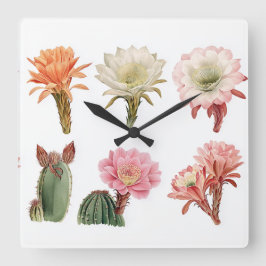 咲く多肉植物 スクエア壁時計