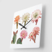 咲く多肉植物 スクエア壁時計 (傾斜)