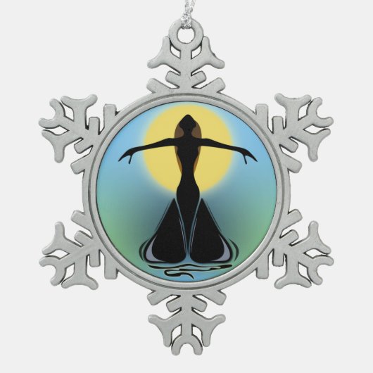 咲く女性 スノーフレークピューターオーナメント (正面)