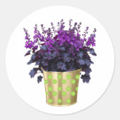 "咲く宇宙：観葉植物と花の美しい ラウンドシール (正面)