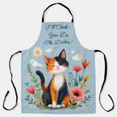 咲く庭で微笑む三毛猫 エプロン (正面)