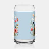 咲く庭で微笑む三毛猫 ガラス缶 (左)