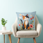 咲く庭で微笑む三毛猫 クッション (椅子)