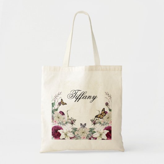 咲く庭の紫のフローラの花束 トートバッグ (正面)