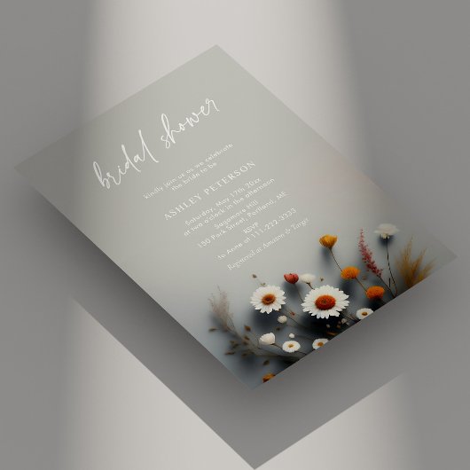 咲く愛:野ユニーク花ブライダルシャワー 招待状