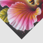 咲く明るいハイビスカスにミツバチの受粉 薄葉紙 (詳細)