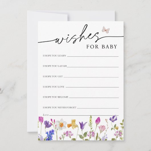咲く春ワイルドフラワーの願いベビーカード 招待状 (正面)
