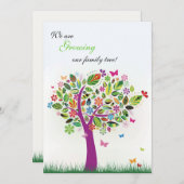 咲く木の妊娠の発表 案内状 (正面/裏面)