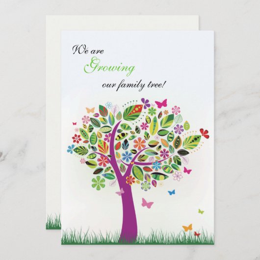 咲く木の妊娠の発表 案内状 (正面/裏面)