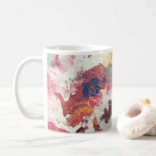 咲く木の抽象芸術赤白青黄色開花 コーヒーマグカップ