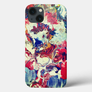咲く木の抽象芸術赤白青黄色 iPhone 13ケース