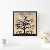 咲く木 スクエア壁時計 (ホーム)