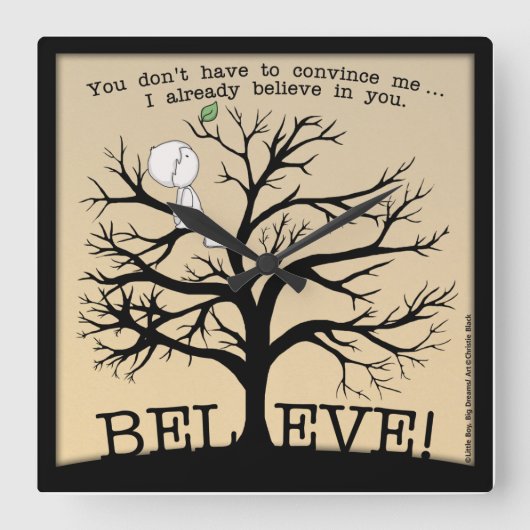 咲く木 スクエア壁時計 (正面)