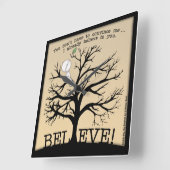 咲く木 スクエア壁時計 (傾斜)